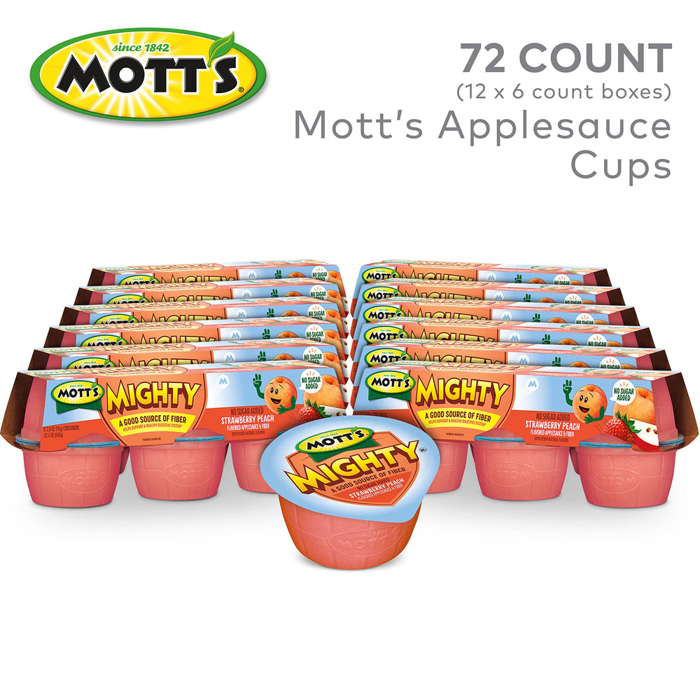 Mott's open cup close-up showing smooth applesauce texture and real fruit appeal