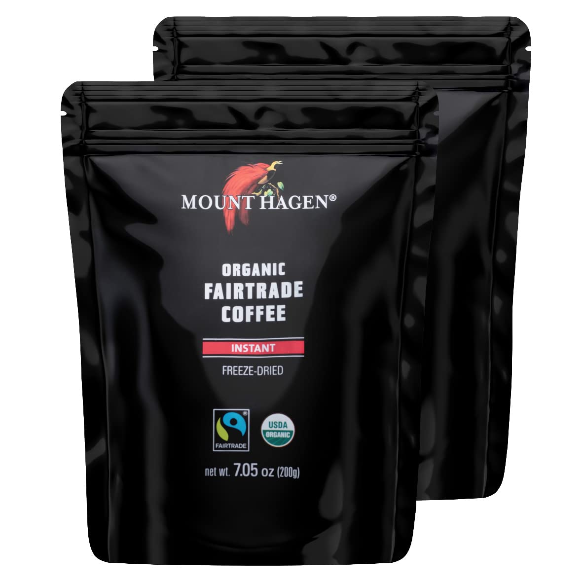 Mount Hagen front pouch showing brand and resealable bag for convenience