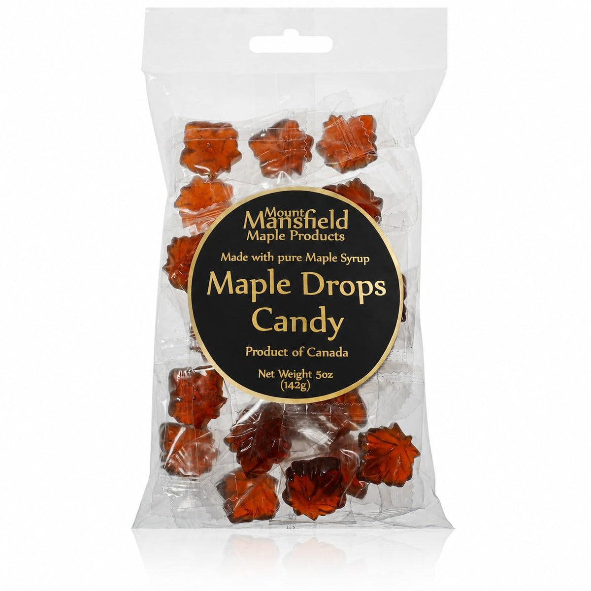 Mount Mansfield Maple front packaging showing 15oz bag and branding, convenient gift