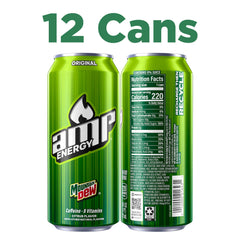 Mountain Dew AMP close-up of can texture and label highlighting citrus appeal