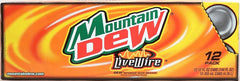 Mountain Dew Live Wire fridge pack front view showing bright orange cans and easy storage