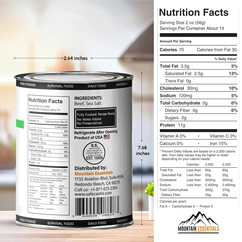 MOUNTAIN ESSENTIALS can bottom with production code for shelf identification benefit