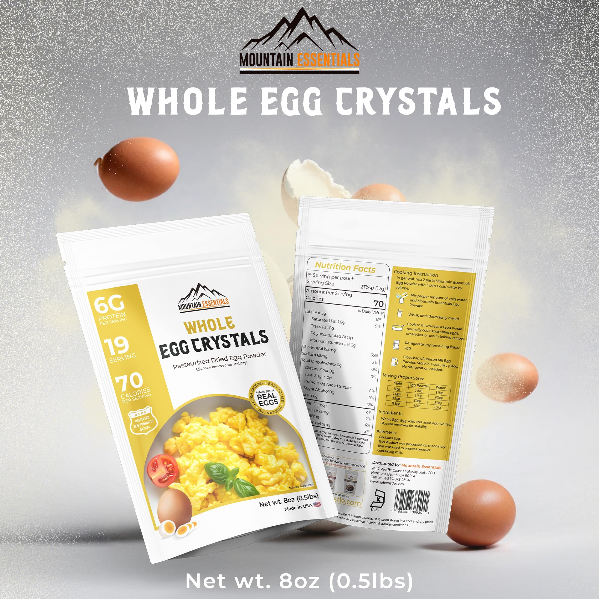MOUNTAIN ESSENTIALS nutrition label close-up showing simple ingredients
