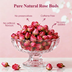 MQUPIN steeped rosebud tea in glass cup showcasing clear infusion and aroma