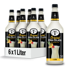 Mr & Mrs T front label showing 1L piña colada mix, clear branding and flavor