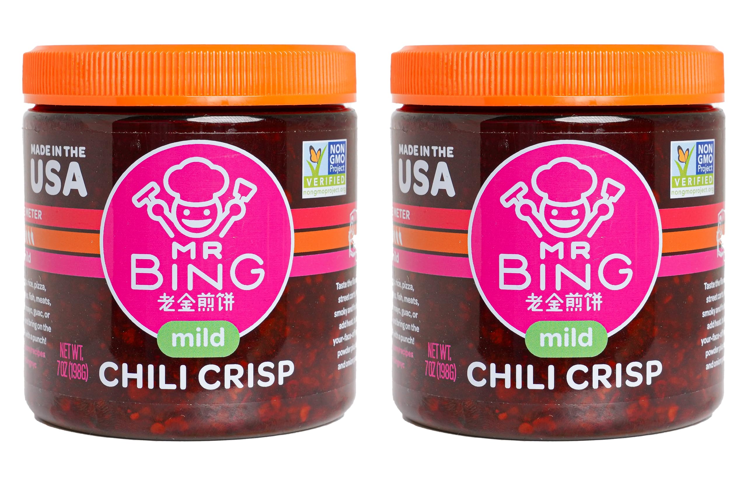 Mr Bing front packaging showing jar and vibrant chili crisp for quick recognition and appeal