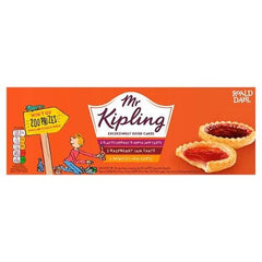 Mr Kipling close-up of jam tart texture highlighting golden pastry and glossy jam centre