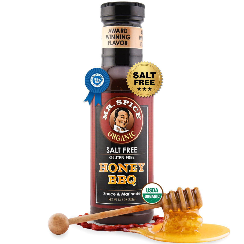 Mr. Spice front label showing organic, salt free benefits