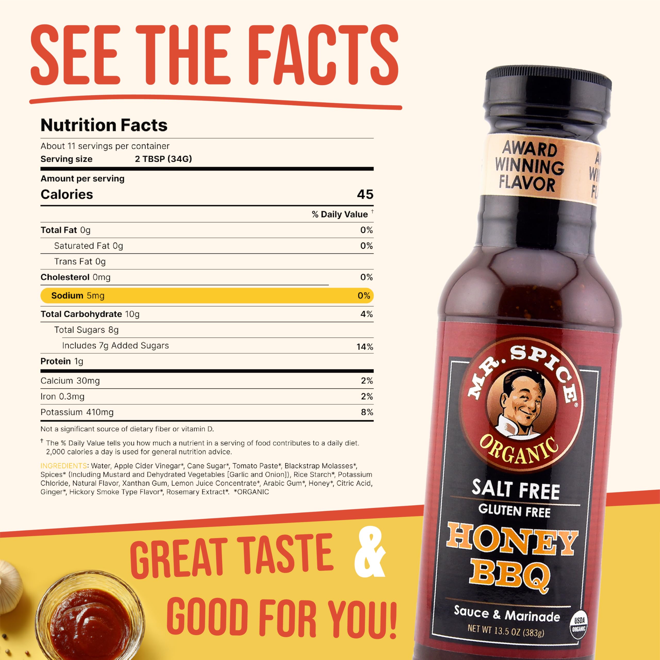 Mr. Spice closeup label view highlighting organic ingredients and clean‑label benefit