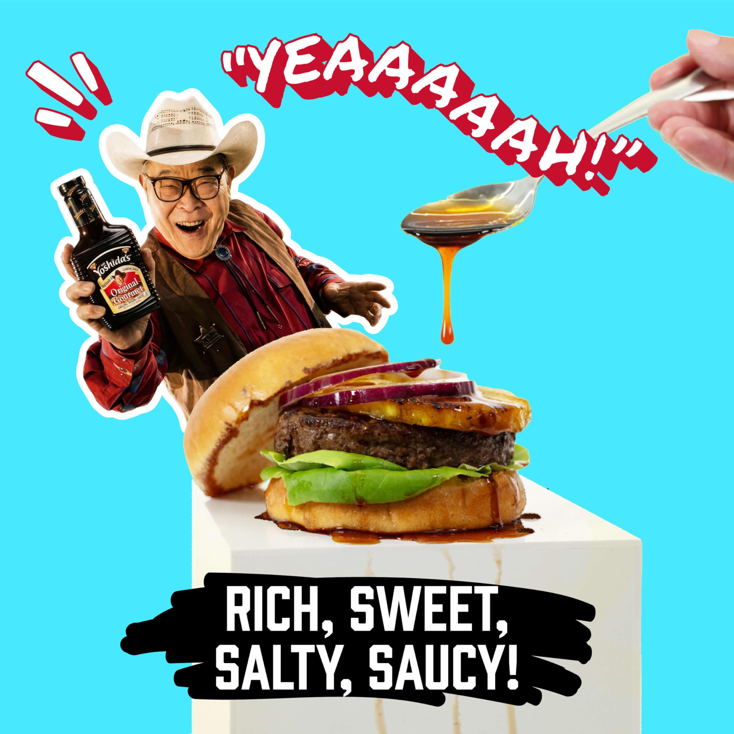 Mr. Yoshida's sauce brushed on grilled steak creating caramelized glaze and enhanced flavor