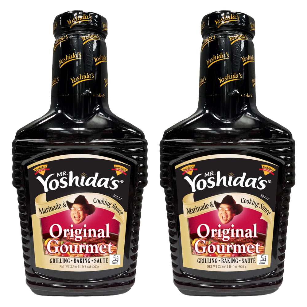 Mr. Yoshida's front label showing 23 oz bottle and recognizable branding for pantry convenience