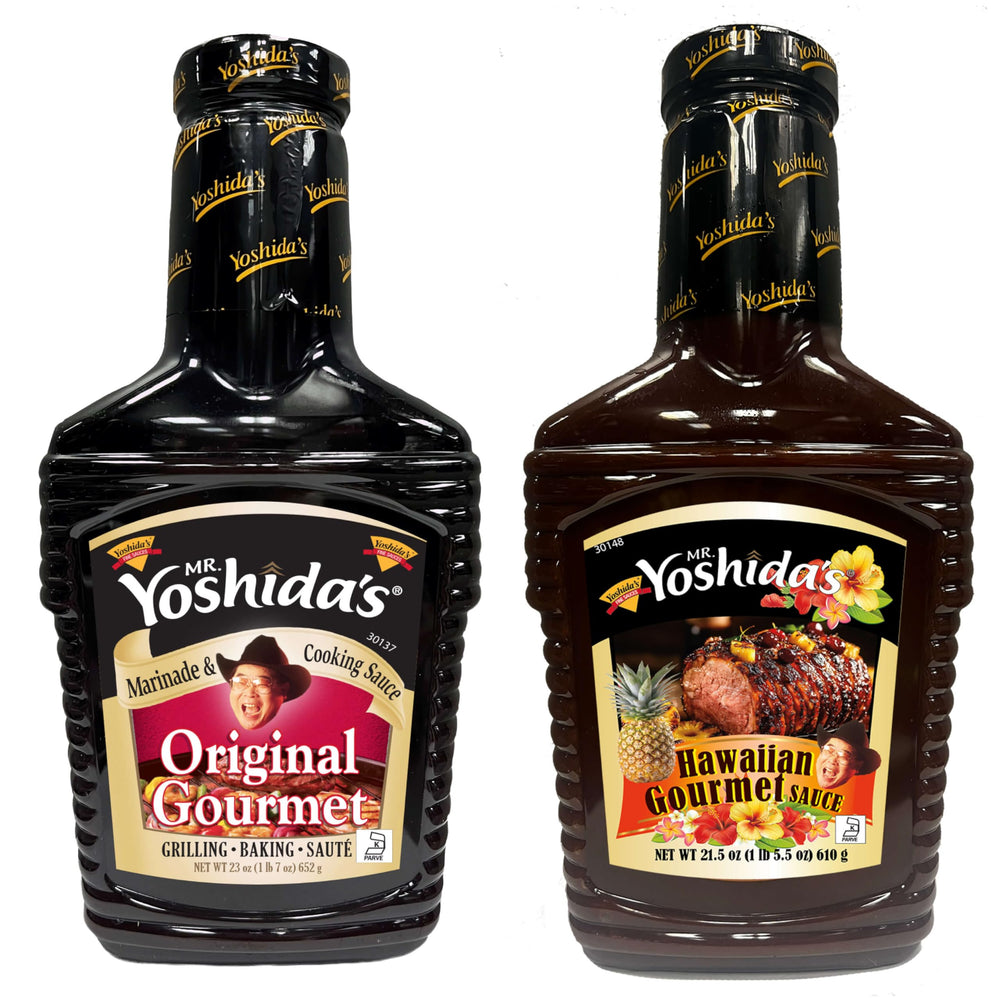 Mr. Yoshida's front packaging showing two bottles and clear branding for easy recognition
