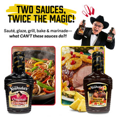 Mr. Yoshida's sauce pouring from bottle to show glossy texture and instant glaze benefit