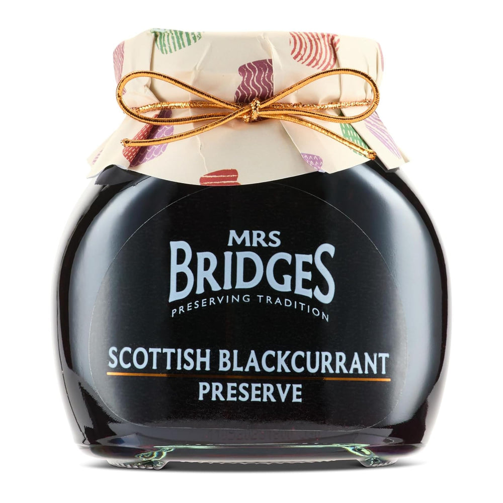 Mrs Bridges jar front view showing label and signature mop cap for elegant gifting