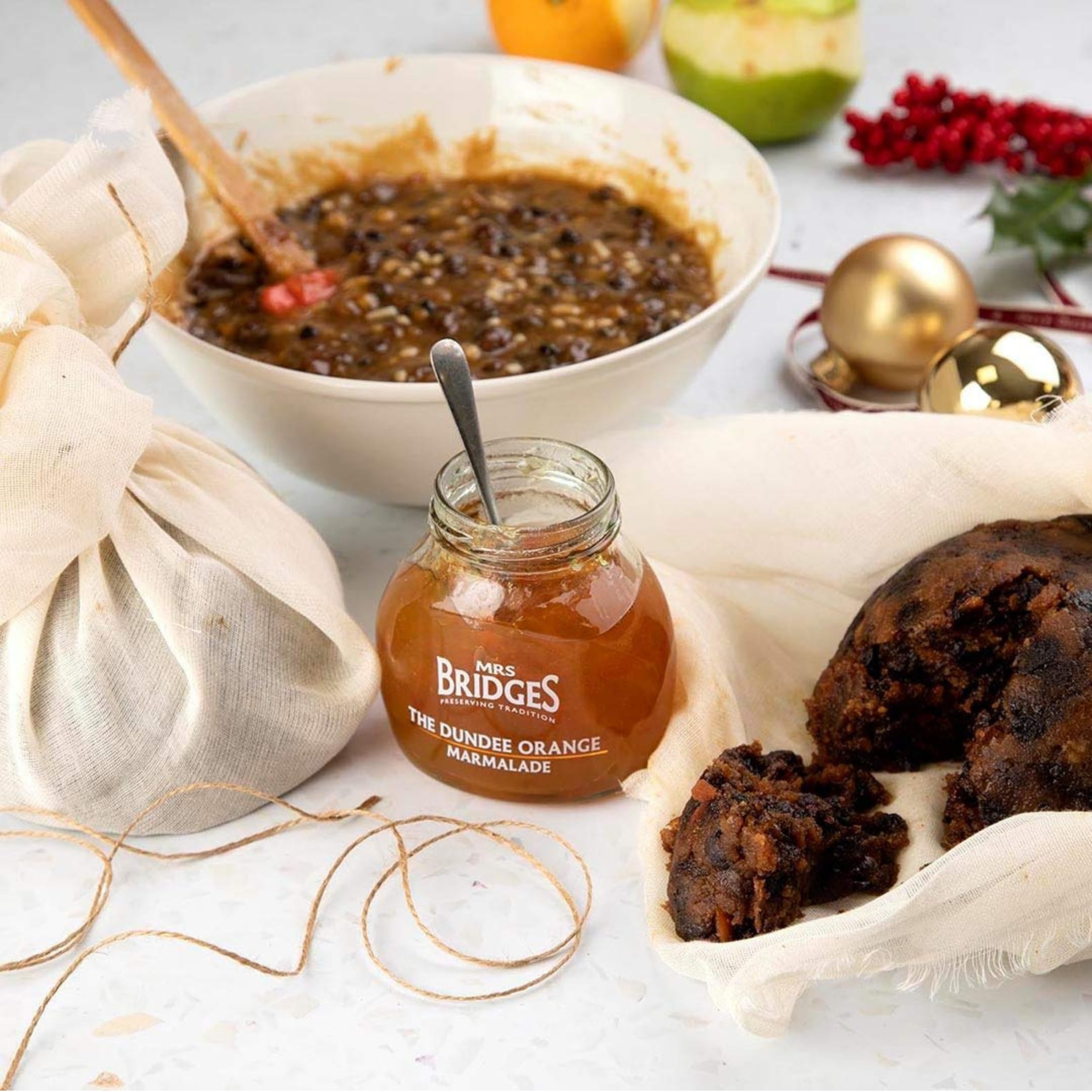Mrs Bridges jar on brunch table enhancing presentation and flavor