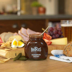 Mrs Bridges close-up of chutney texture with chunky fruit and vegetable pieces
