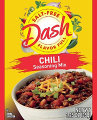 Mrs. Dash front packaging showing chili seasoning for convenient use and flavor