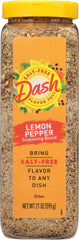 Mrs. Dash lemon pepper front packaging showing label and benefit of salt-free flavor