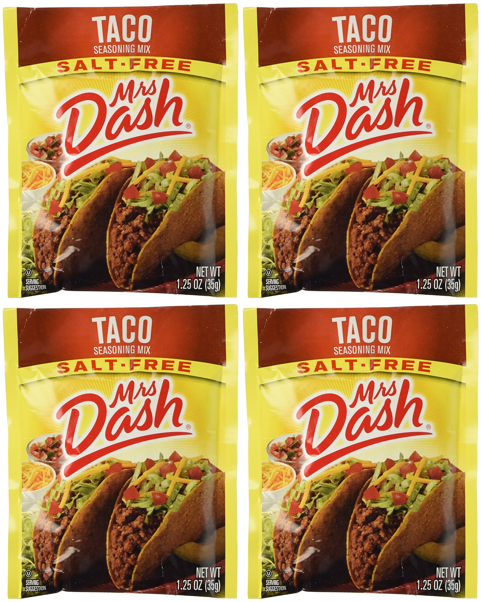 Mrs. Dash front view of four 1.25 oz packets showing packaging and convenience