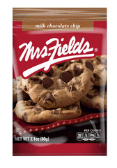 Mrs. Fields close-up of a milk chocolate chip cookie highlighting soft texture