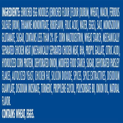 Mrs. Grass ingredients label close-up showing chicken-style broth and product details