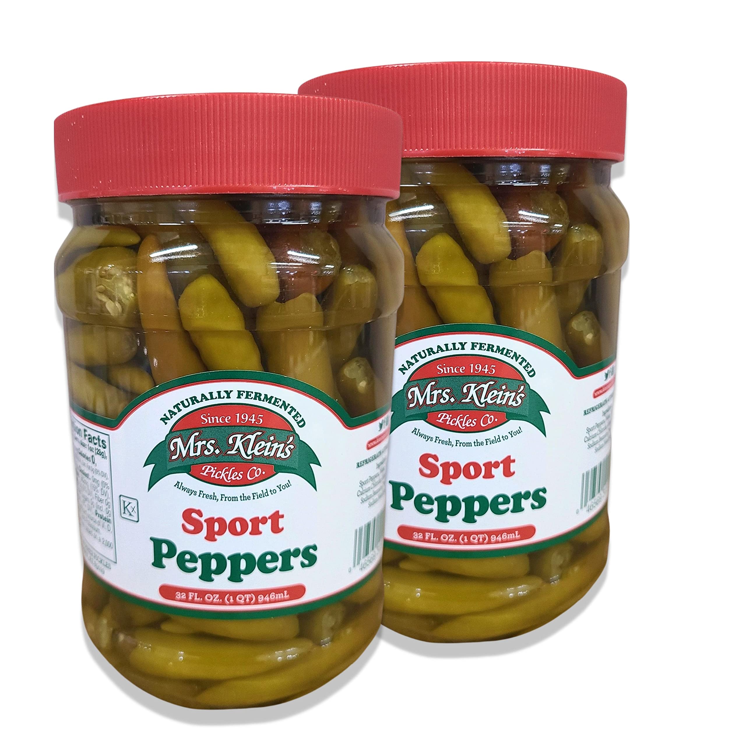 Mrs. Klein's front label on two 32oz jars showing brand and kosher seal for pantry convenience