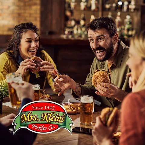 Mrs. Klein's plated backyard BBQ with sport peppers on burgers for lively, zesty topping