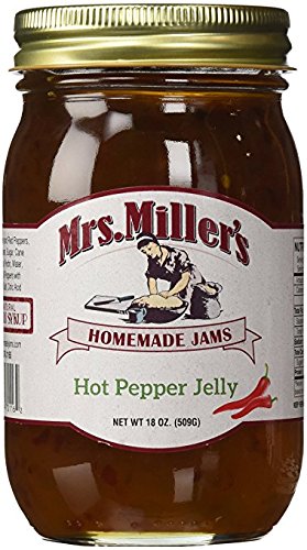 Mrs. Miller's front label on 18 oz jar showing product name and homemade look