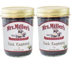 Mrs. Miller's front packaging showing two 8 oz jars and label for gifting benefit