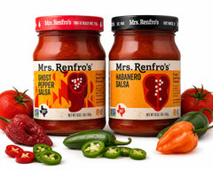 Mrs. Renfro's front packaging showing both 16 oz jars and bold labels for gifting benefit