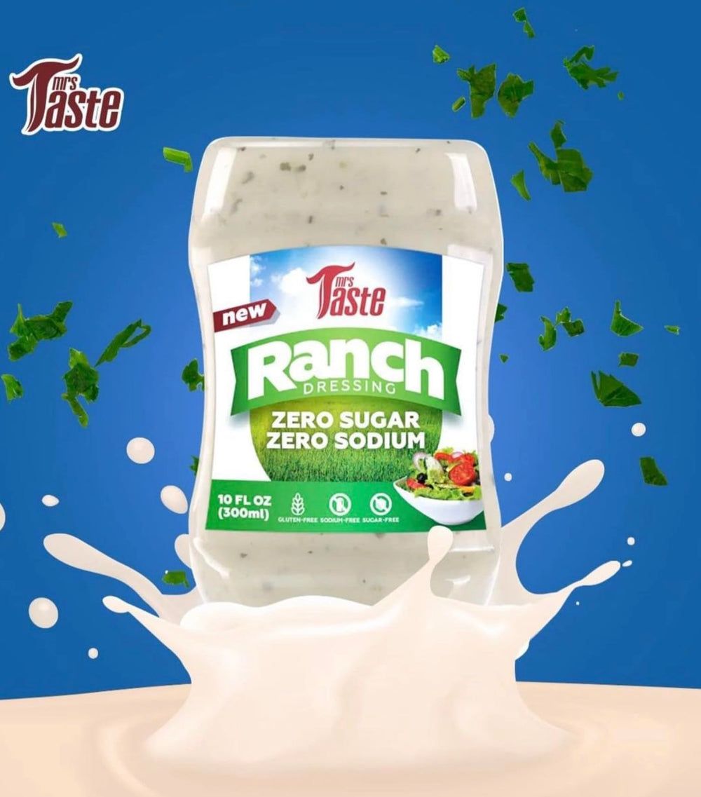 Mrs Taste sauce being poured to show creamy texture and low-calorie use