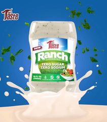 Mrs Taste sauce being poured to show creamy texture and low-calorie use