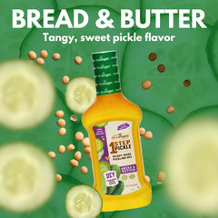Pint jar of bread-and-butter pickles made with Mrs. Wages for crisp flavor