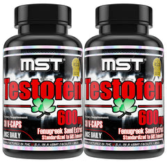 MST Testofen front packaging showing twin bottles and product benefit