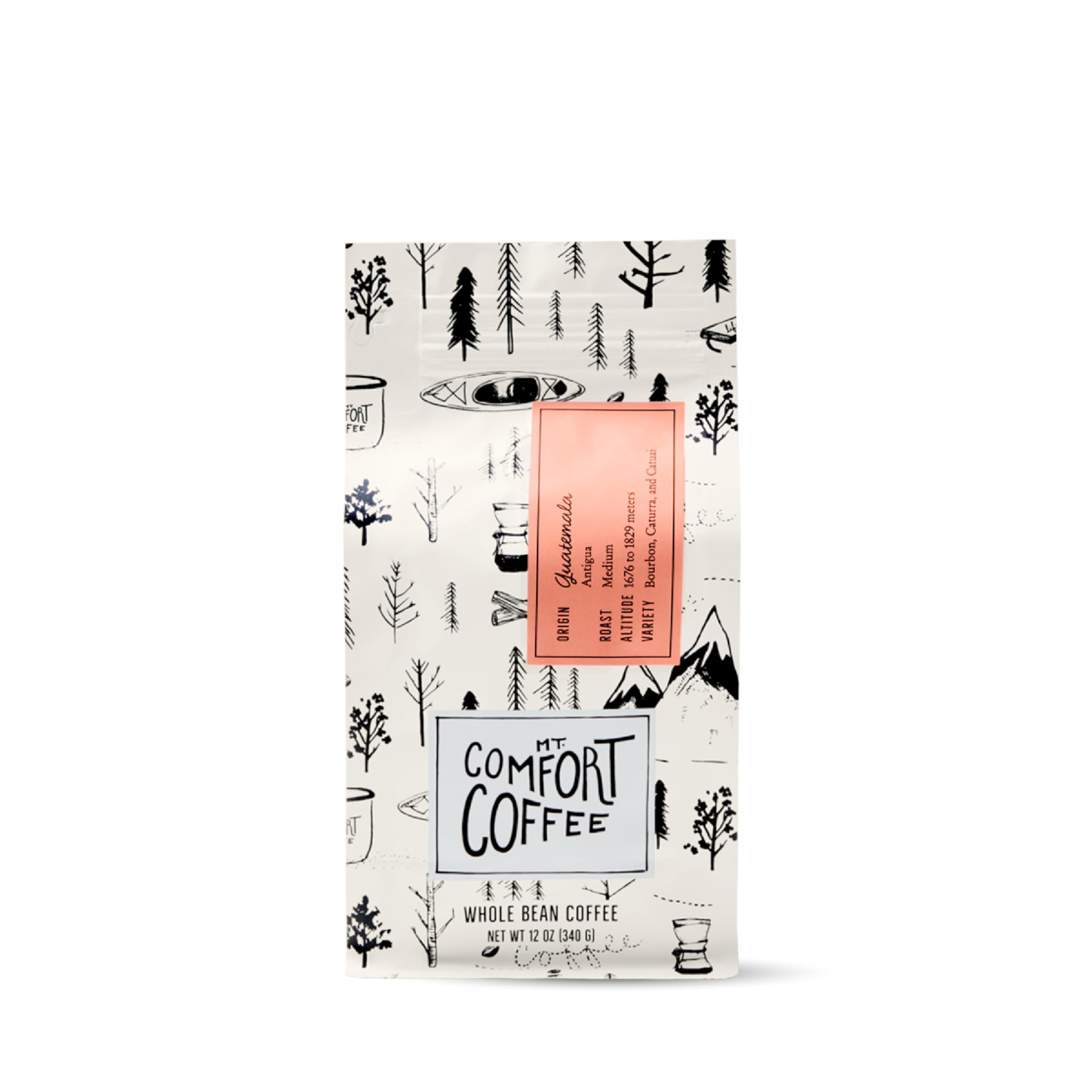 Mt. Comfort Coffee front packaging showing brand and origin for easy identification