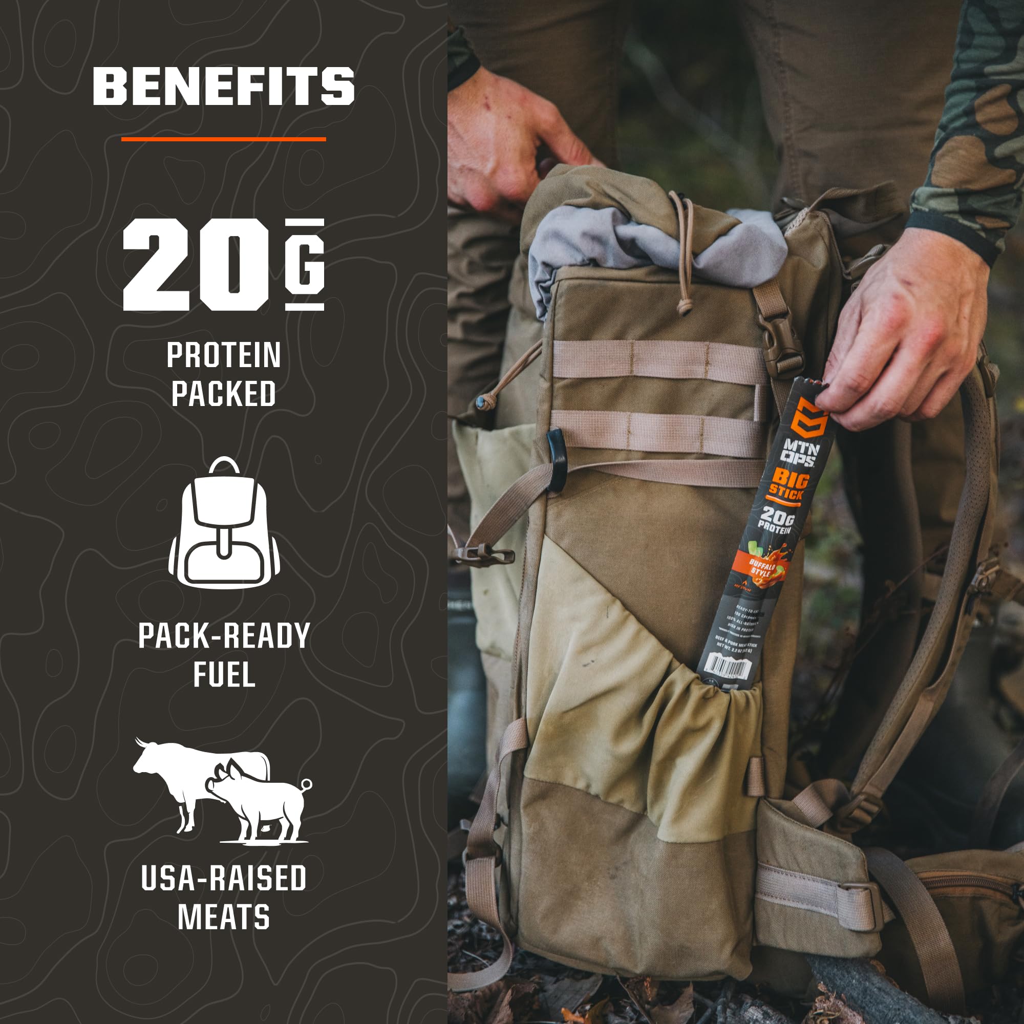 MTN OPS nutrition label close-up showing 20g protein and collagen content