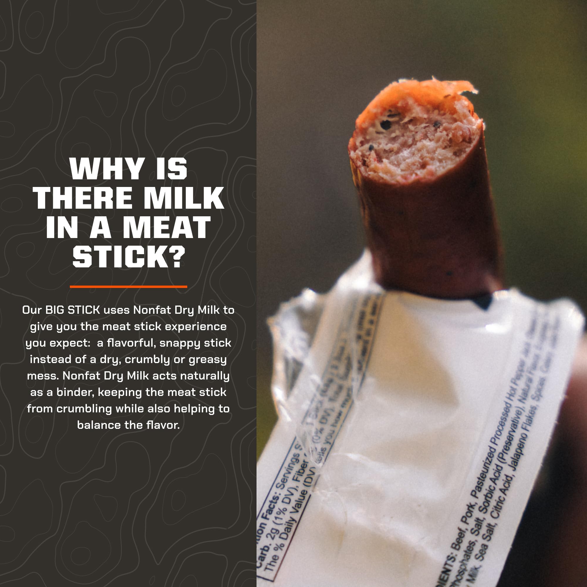 MTN OPS meat stick beside a smartphone for scale showing compact portability