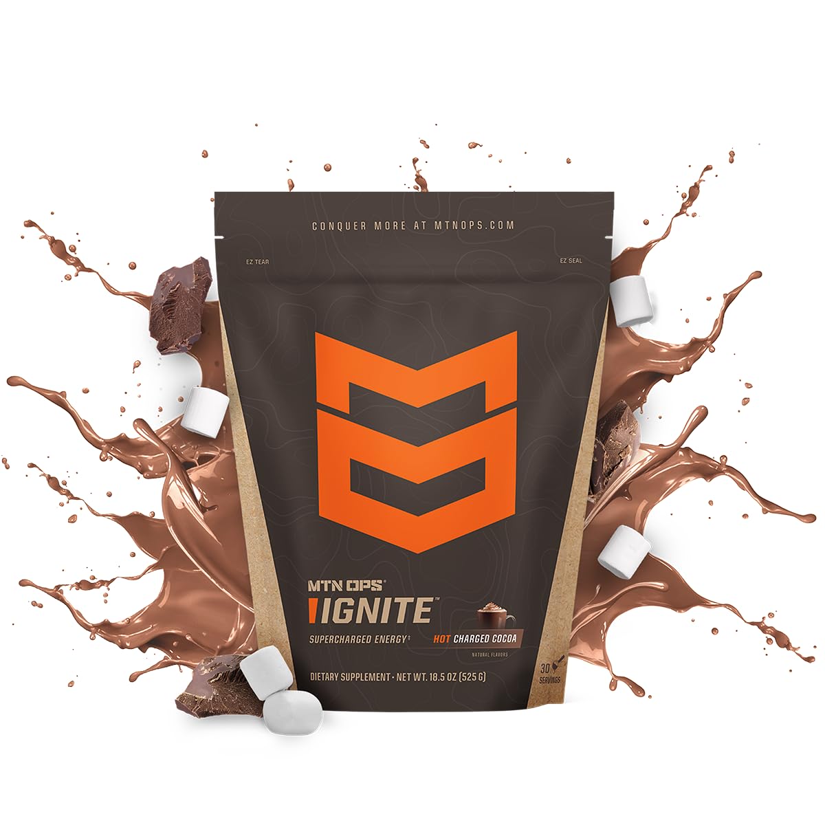 MTN OPS powder close-up texture highlighting fine mixability for fast hot beverages