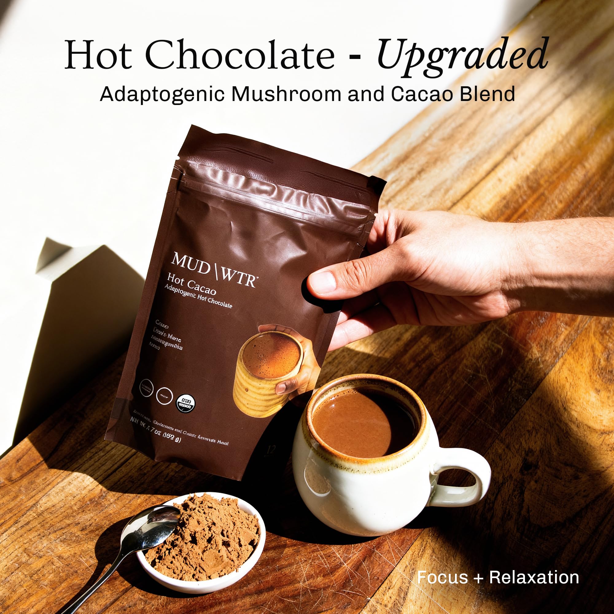 MUDWTR open bag revealing measured servings and convenient pack