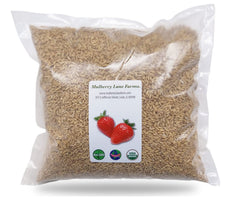 Mulberry Lane Farms front packaging showing organic 5 lb whole oat groats benefit pantry-ready