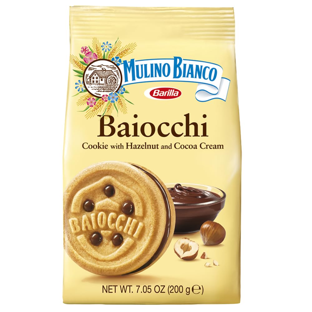 Mulino Bianco Baiocchi front packaging showing brand and product appeal