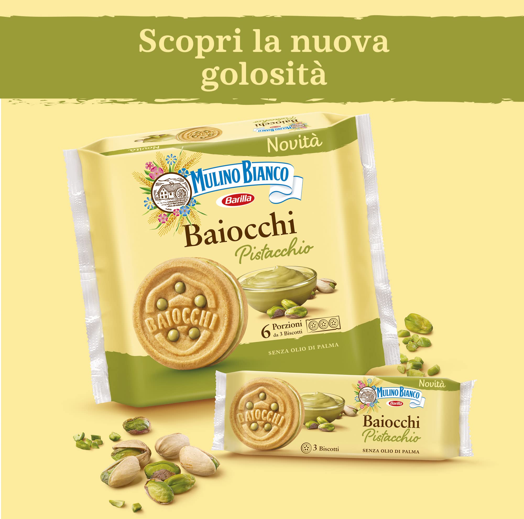 mulino bianco open portion packet with three biscuits ready to eat for convenience