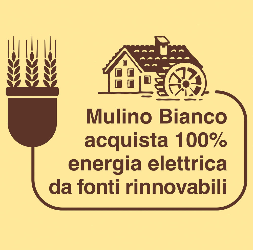 Mulino Bianco ingredient label highlighting sustainable flour and no palm oil benefit