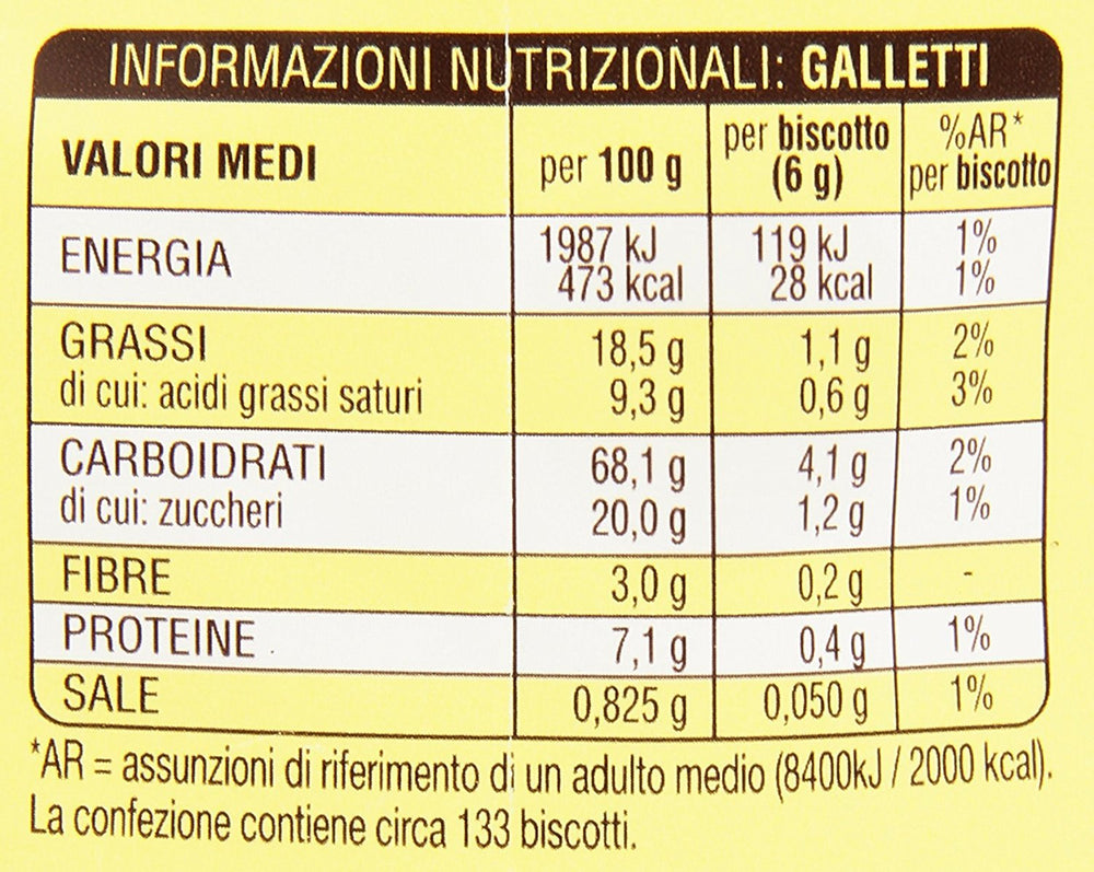 Mulino Bianco label and nutritional details for informed purchasing