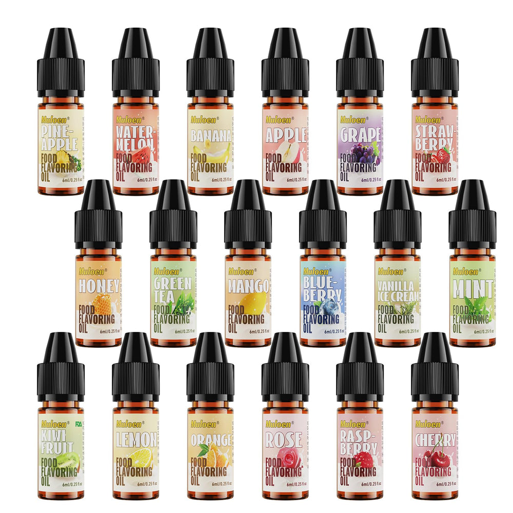 Muloen front packaging showing 18 flavors for versatile flavoring
