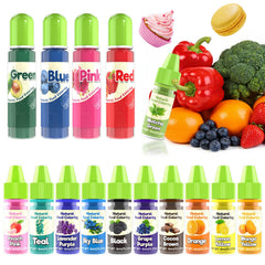 Muloen front packaging showing all 15 liquid color bottles and labels for quick selection