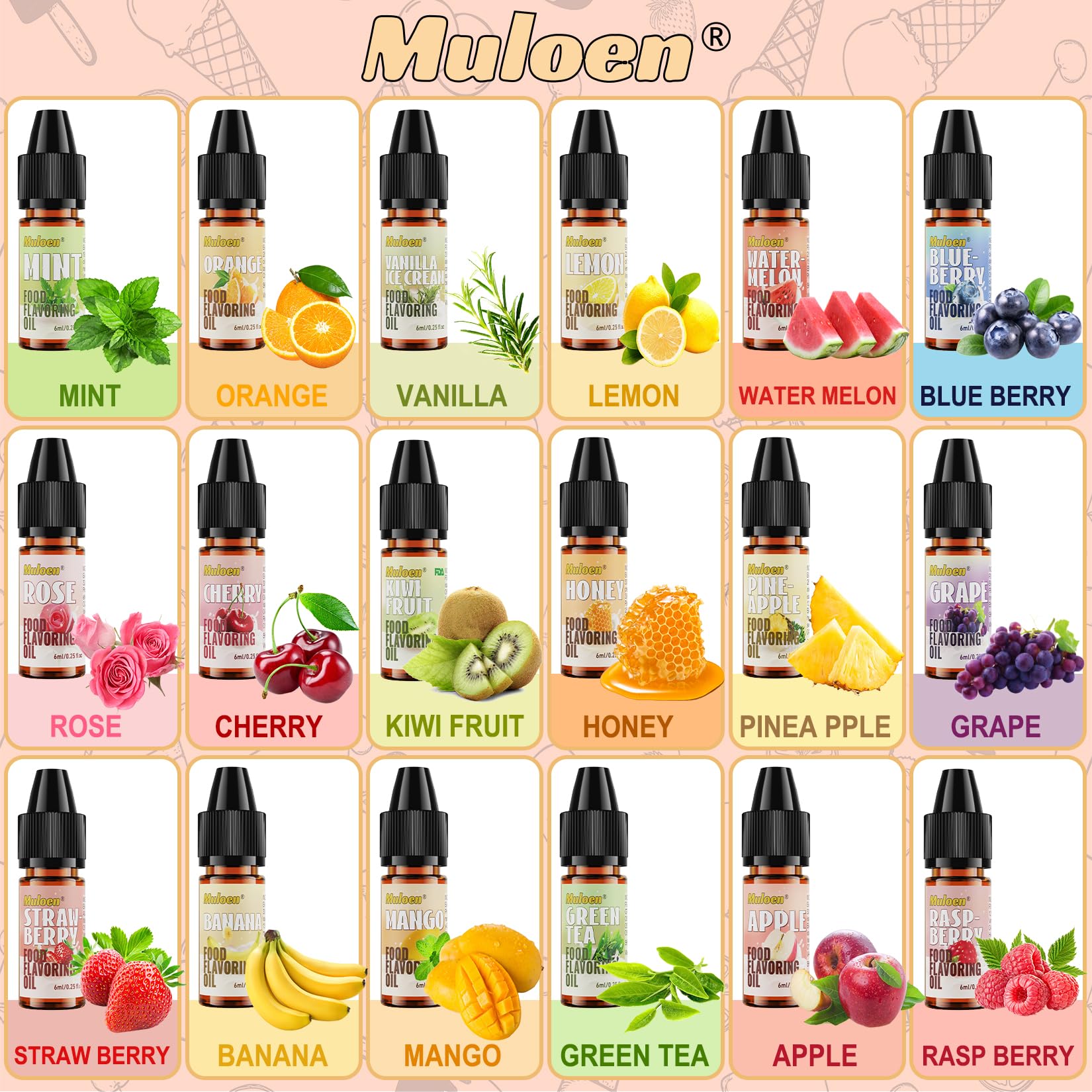 Muloen single bottle close-up of squeeze top for precise drops