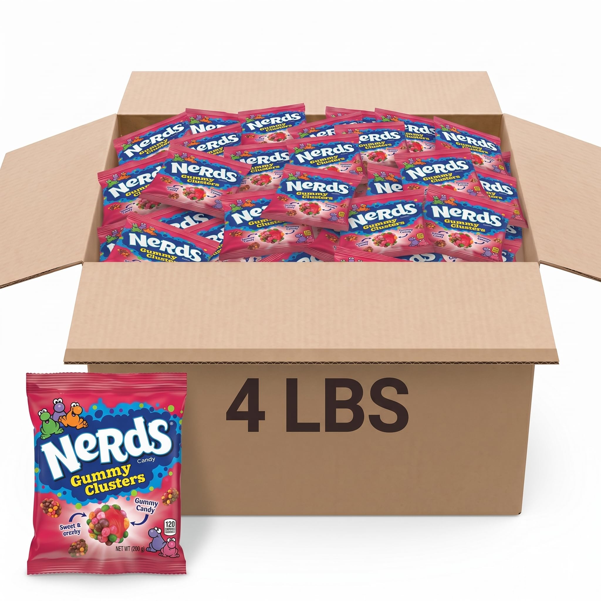Munchique front packaging showing colorful clusters, highlights sharing convenience