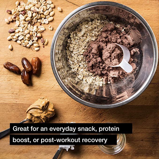 Muscle Milk nutrition label closeup showing protein content and vitamin benefits