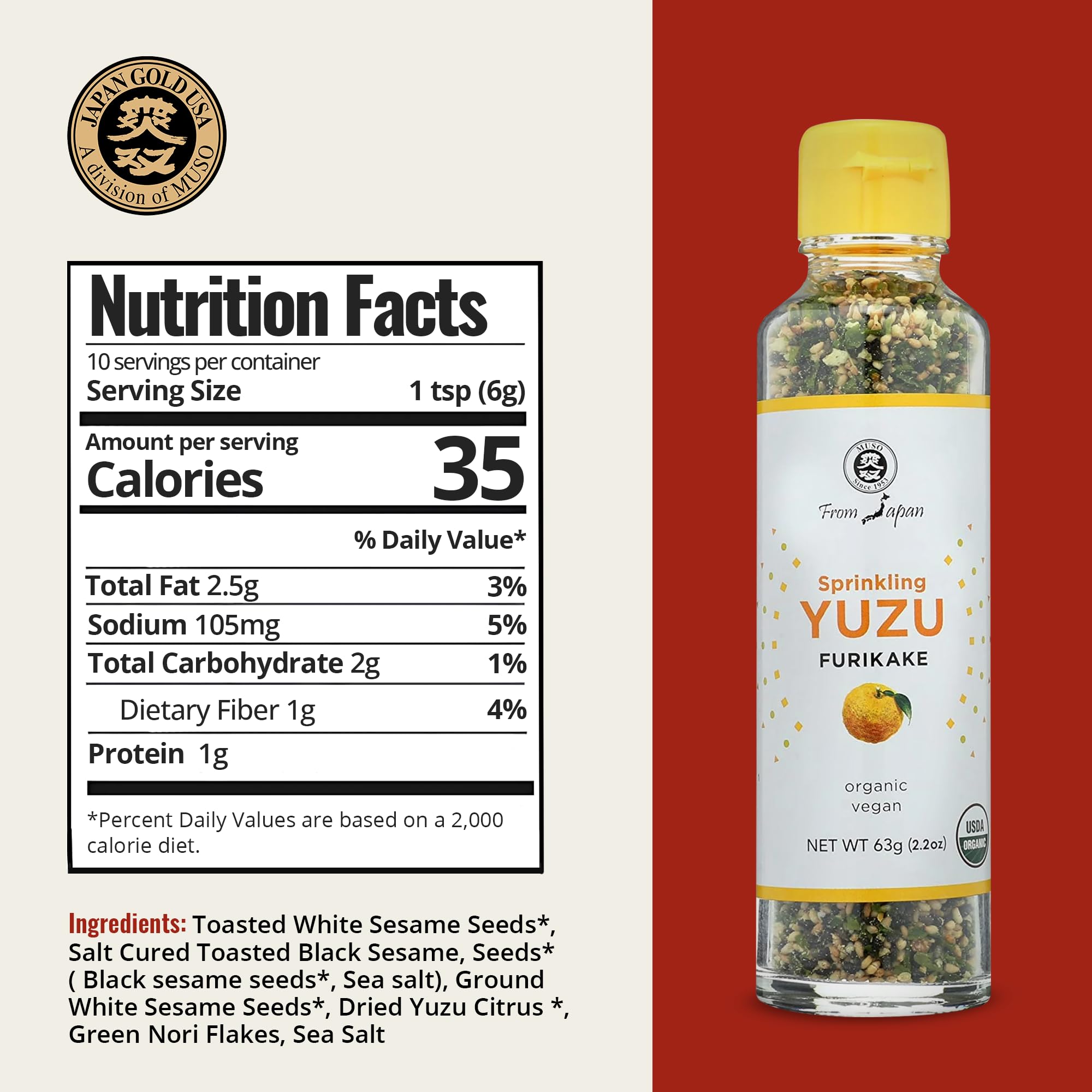 Muso From Japan furikake texture close-up showing citrus flakes and crunch